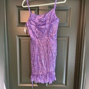 Purple Sequin Prom Dress - 4